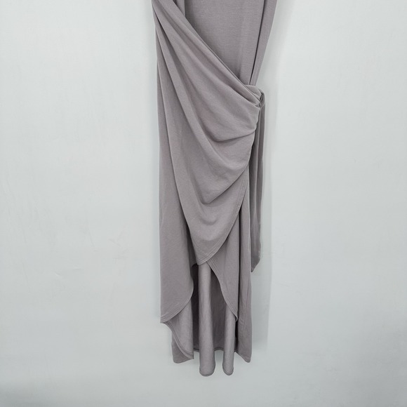 Aritzia Wilfred Saturn Midi Wrap Dress Square Neck Mauve Minimalist Balletcore S - Picture 12 of 13